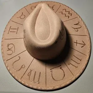 Desert Zodiac Custom Burned Wide Brim Hand Pyrography Fedora ? Accessories | Desert Zodiac Custom Burned Wide Brim Hand  main image 2